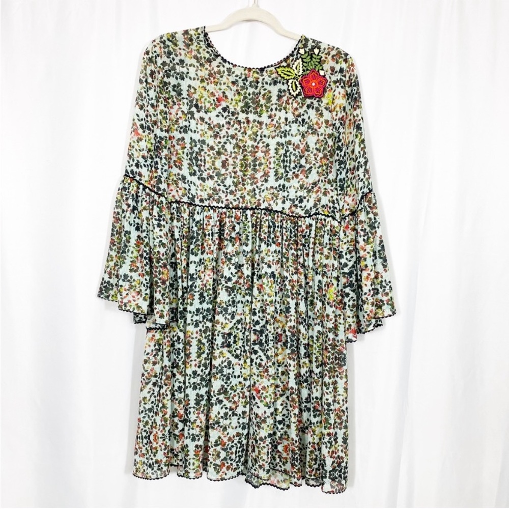 Anthropologie Bhanuni Green Bell Sleeve Sundress With Slip - Picture 2 of 8